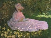 Claude Monet A Woman in a Garden,Spring time oil painting reproduction